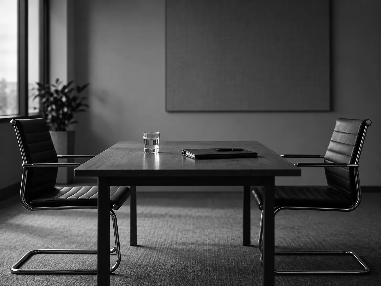 Besprechungsraum mit zwei gegenüberliegenden Stühlen